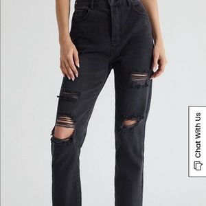 PACSUN SLIM FIT DISTRESSED BLACK JEANS